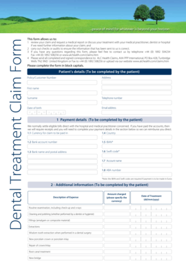 Dental Treatment Claim Form