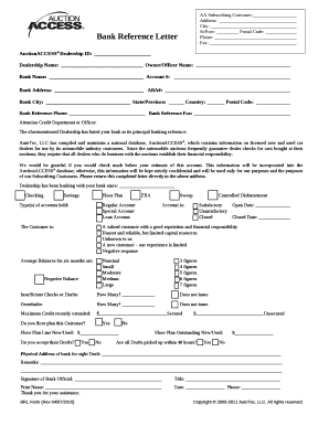 Bank Reference Letter Template