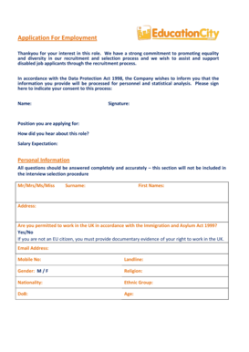 UK Application For Employment