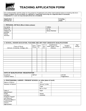 Teaching Application Form