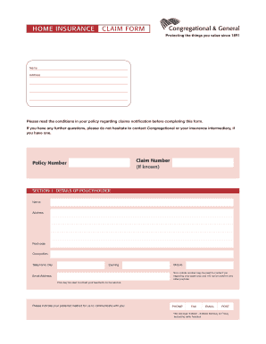 Home Insurance Claim Form