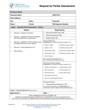 Pharmacy Partial Assessment Request Form