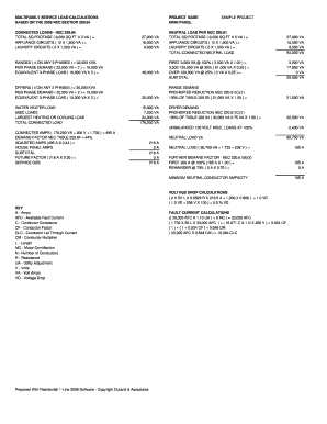 Fillable Online MULTIFAMILY SERVICE LOAD CALCULATIONS Fax Email Print