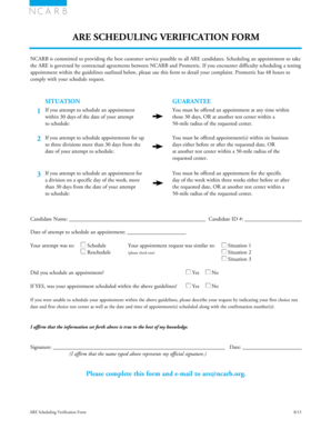 ARE Scheduling Verification Form
