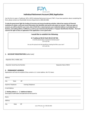 IRA Application Form