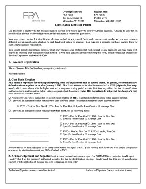 FPA Funds Cost Basis Election Form