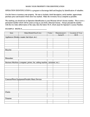 Missouri Property Identification Form