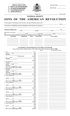 Sons of the American Revolution Membership Application