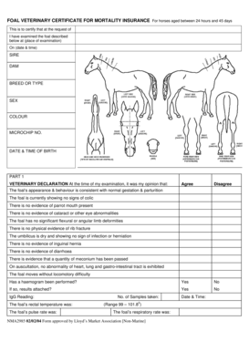 Veterinary Certificate for Mortality Insurance