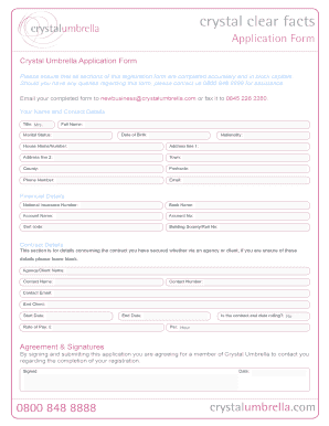 Crystal Umbrella Application Form