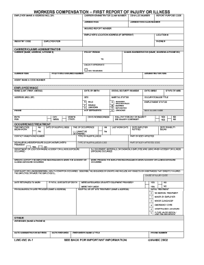 Workers' Compensation - Employer Report of Injury/Illness (Form ...