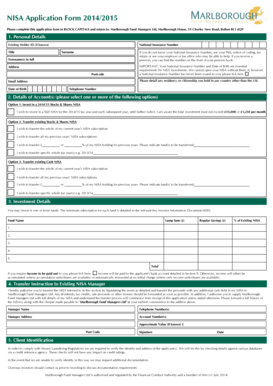 NISA Application Form 2014/2015