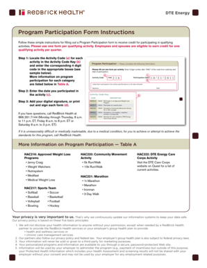 DTE Energy Program Participation Form