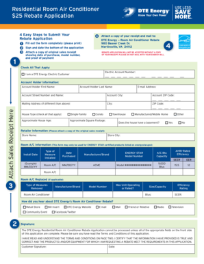 DTE Energy Room Air Conditioner Rebate Application