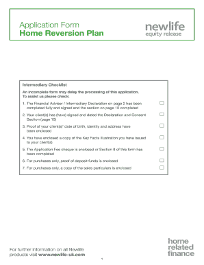 Home Reversion Plan Application Form