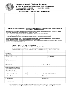 Personal Liability Claim Form