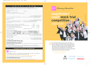 Magistrates' Court Mock Trial Competition Entry Form