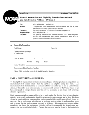 NCAA International Student-Athlete Eligibility Form