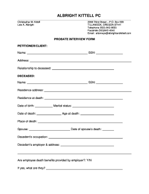 Probate Interview Form