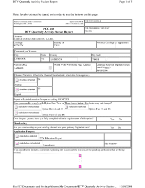 FCC DTV Quarterly Activity Station Report
