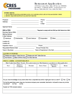 Restaurant Insurance Application