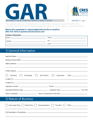 GAR-REP V1 Insurance Application