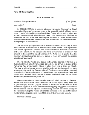 Revolving Note Loan Agreement