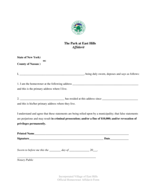 New York Homeowner Affidavit