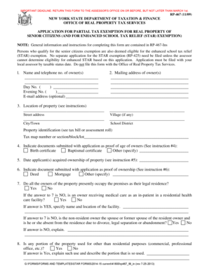 New York Senior Citizen Real Property Tax Exemption Form