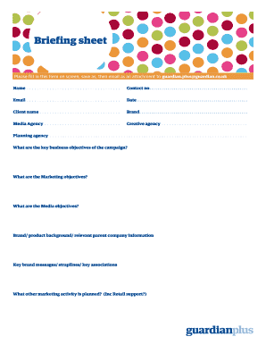 Briefing Sheet Form