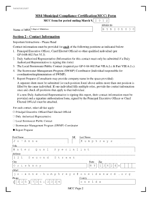 MS4 Municipal Compliance Certification Form