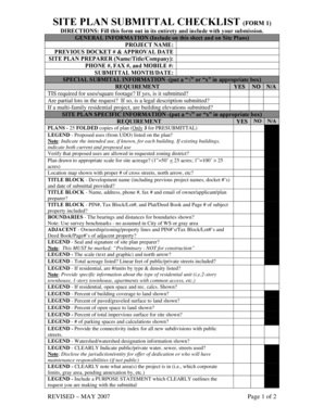 Form 1 Checklist Site Plan