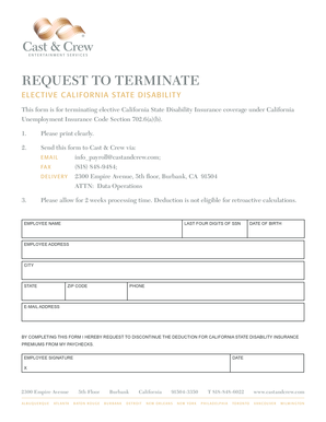 Request to Terminate California State Disability Insurance