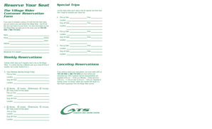 Village Rider Special Trips Reservation Form