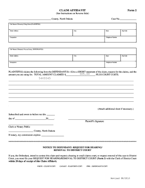 Claim Affidavit Form 2