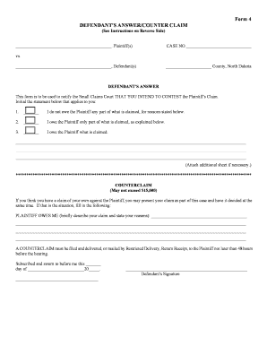 Defendant's Answer/Counterclaim Form