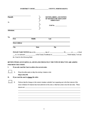 Motion Brief and Notice of Motion for Visitation Assistance