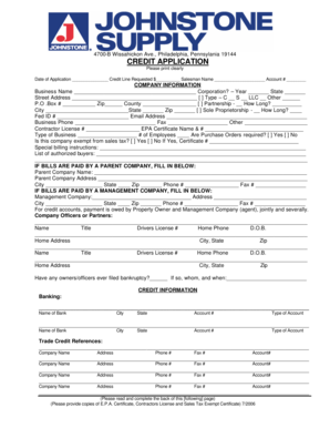 Credit Application and Agreement