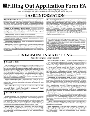 US Copyright Registration Form PA
