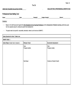 Ohio Teacher Evaluation System Goal-Setting Form
