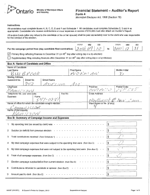 Ontario Municipal Election Financial Statement