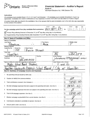 Ontario Election Campaign Financial Statement