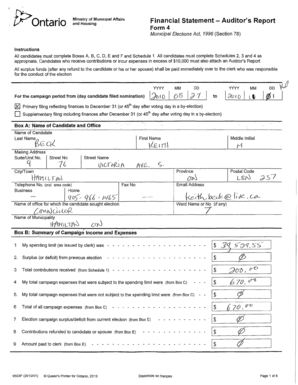 Ontario Municipal Elections Financial Statement