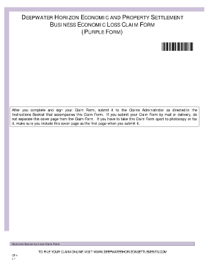 Deepwater Horizon Business Economic Loss Claim Form