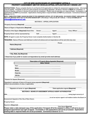 Motor Vehicle Assessment Appeal Application