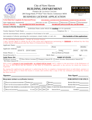 New Haven Business License Application