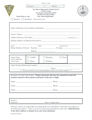 New Haven Alarm Registration Form