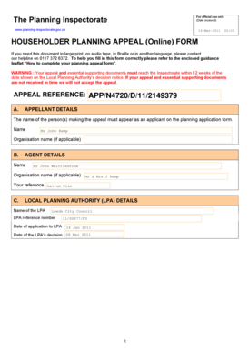 Householder Planning Appeal Form