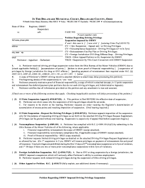 Ohio Driving Privilege Suspension Petition