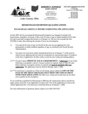 Ohio Homestead Exemption Application